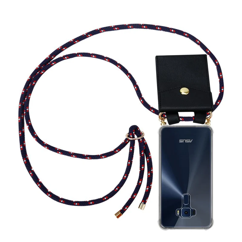 Cadorabo Handy Kette kompatibel mit Asus ZenFone 3 (5.2 Zoll) Silikon Schutzhülle mit Gold Ringen, Kordel Band und abnehmbarem Etui