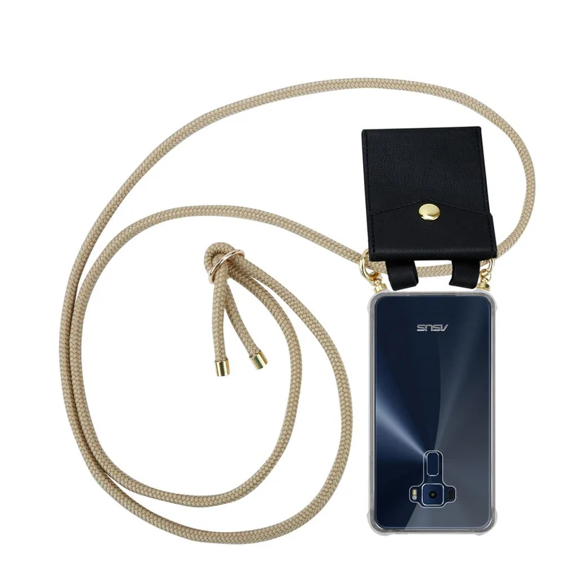Cadorabo Handy Kette kompatibel mit Asus ZenFone 3 (5.2 Zoll) Silikon Schutzhülle mit Gold Ringen, Kordel Band und abnehmbarem Etui