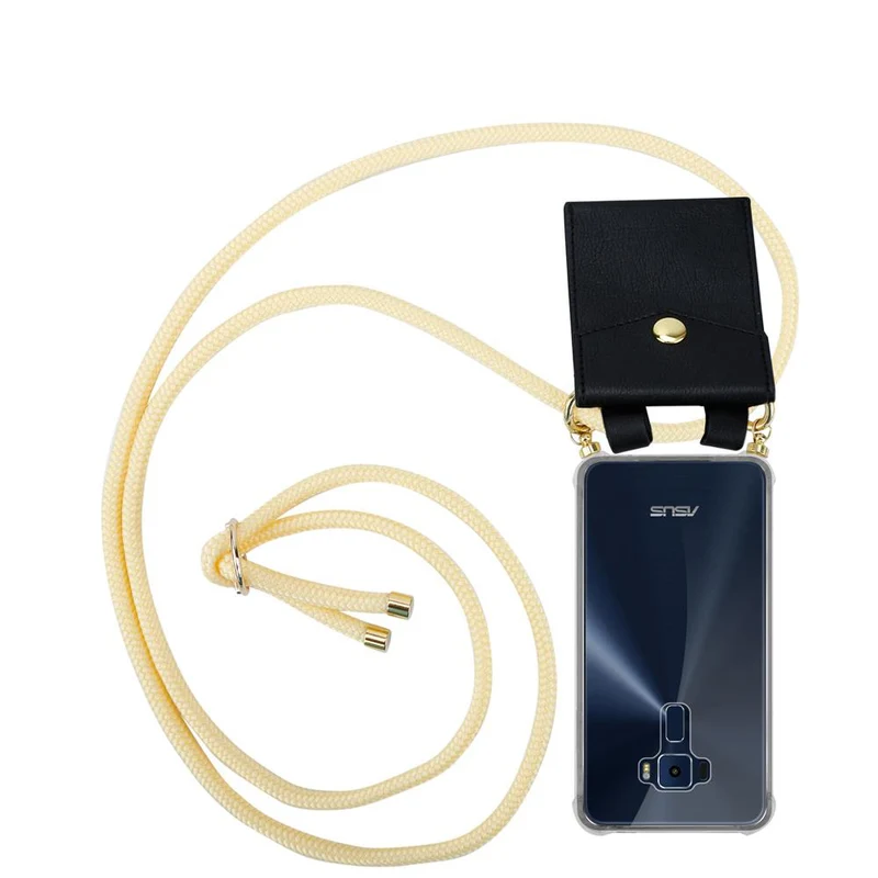 Cadorabo Handy Kette kompatibel mit Asus ZenFone 3 (5.2 Zoll) Silikon Schutzhülle mit Gold Ringen, Kordel Band und abnehmbarem Etui