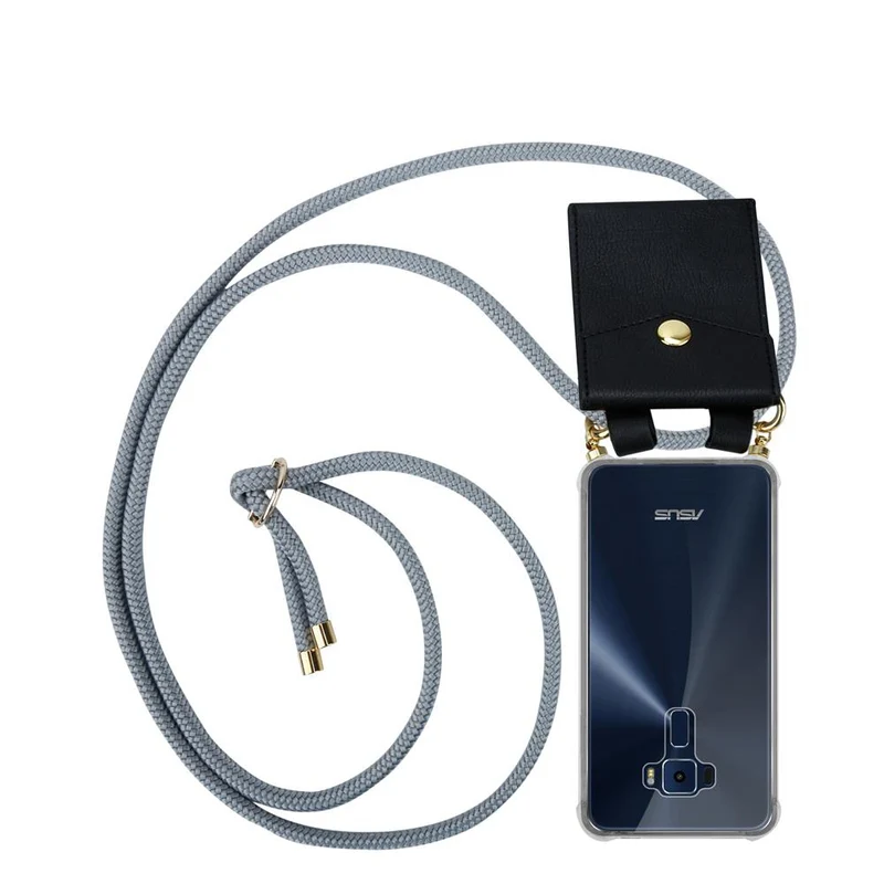 Cadorabo Handy Kette kompatibel mit Asus ZenFone 3 (5.2 Zoll) Silikon Schutzhülle mit Gold Ringen, Kordel Band und abnehmbarem Etui