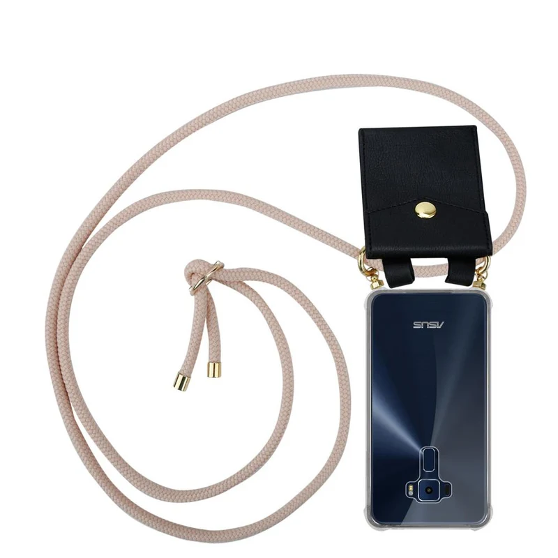 Cadorabo Handy Kette kompatibel mit Asus ZenFone 3 (5.2 Zoll) Silikon Schutzhülle mit Gold Ringen, Kordel Band und abnehmbarem Etui