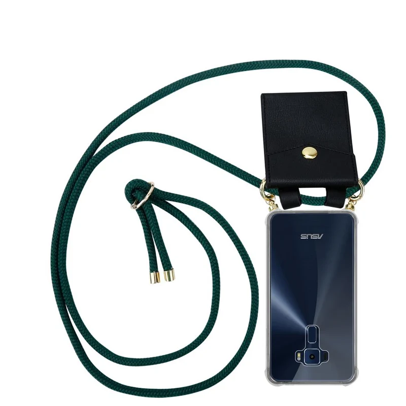 Cadorabo Handy Kette kompatibel mit Asus ZenFone 3 (5.2 Zoll) Silikon Schutzhülle mit Gold Ringen, Kordel Band und abnehmbarem Etui