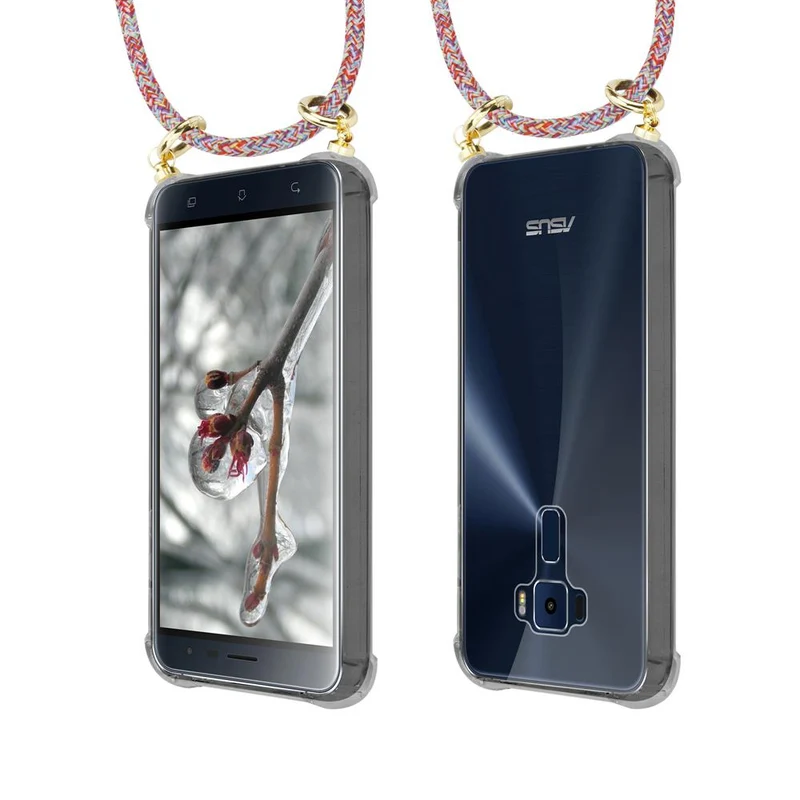 Cadorabo Handy Kette kompatibel mit Asus ZenFone 3 (5.2 Zoll) Silikon Schutzhülle mit Gold Ringen, Kordel Band und abnehmbarem Etui