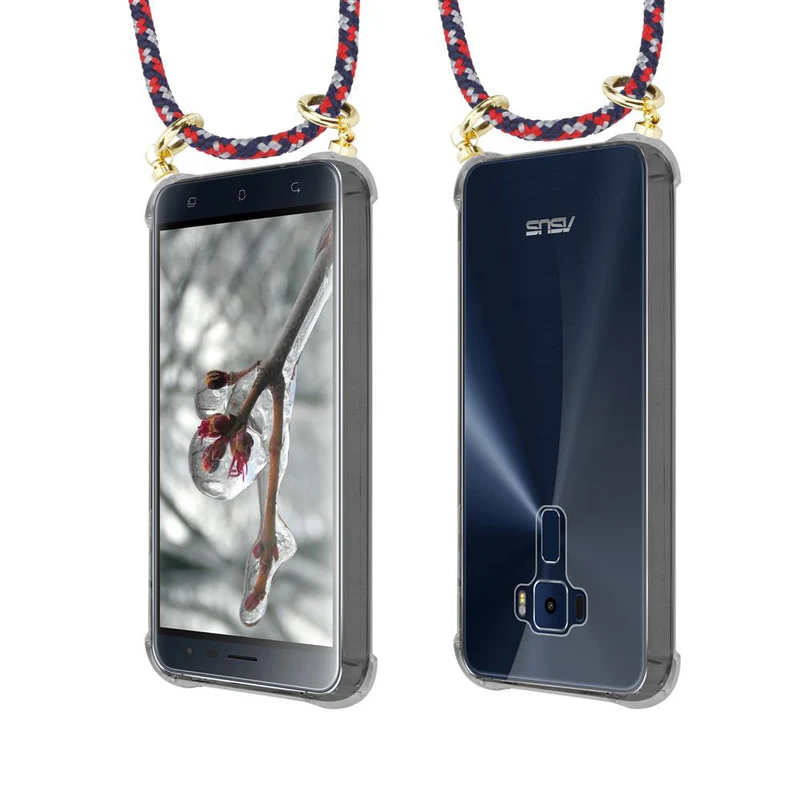 Cadorabo Handy Kette kompatibel mit Asus ZenFone 3 (5.2 Zoll) Silikon Schutzhülle mit Gold Ringen, Kordel Band und abnehmbarem Etui
