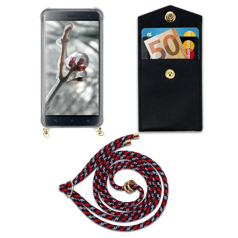 Cadorabo Handy Kette kompatibel mit Asus ZenFone 3 (5.2 Zoll) Silikon Schutzhülle mit Gold Ringen, Kordel Band und abnehmbarem Etui
