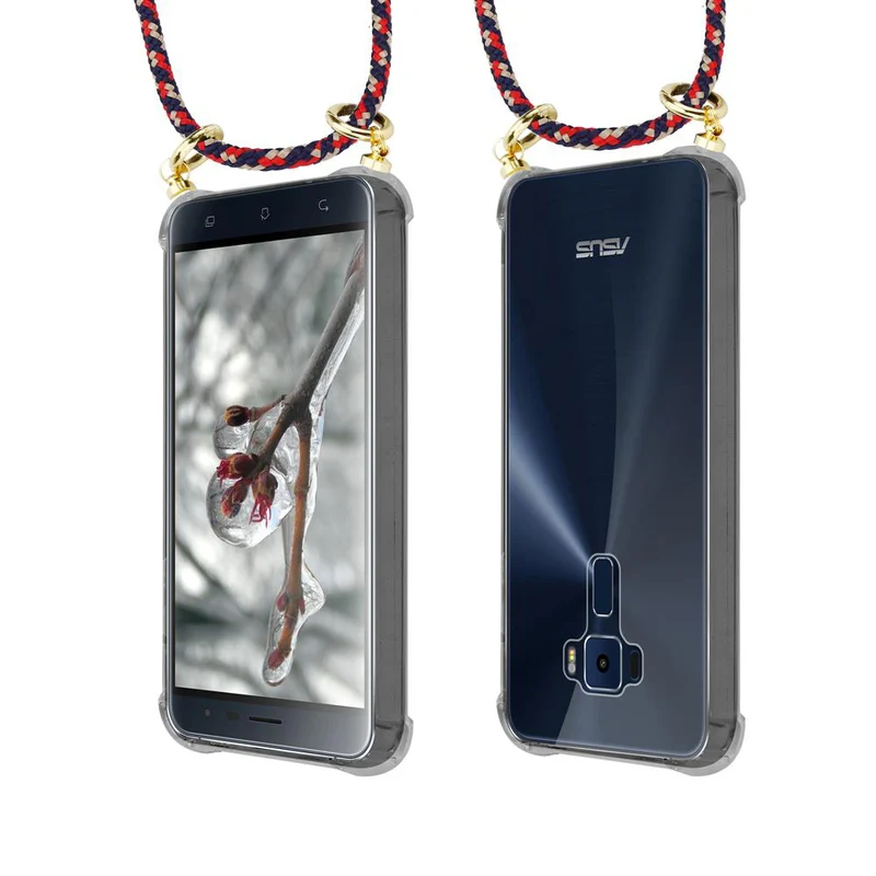 Cadorabo Handy Kette kompatibel mit Asus ZenFone 3 (5.2 Zoll) Silikon Schutzhülle mit Gold Ringen, Kordel Band und abnehmbarem Etui