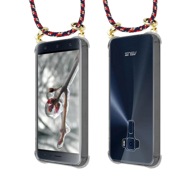 Cadorabo Handy Kette kompatibel mit Asus ZenFone 3 (5.2 Zoll) Silikon Schutzhülle mit Gold Ringen, Kordel Band und abnehmbarem Etui