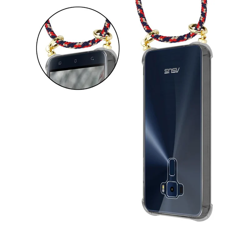 Cadorabo Handy Kette kompatibel mit Asus ZenFone 3 (5.2 Zoll) Silikon Schutzhülle mit Gold Ringen, Kordel Band und abnehmbarem Etui