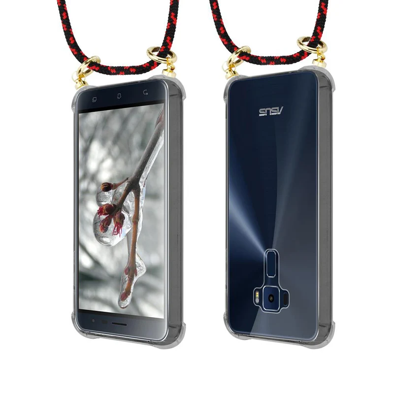 Cadorabo Handy Kette kompatibel mit Asus ZenFone 3 (5.2 Zoll) Silikon Schutzhülle mit Gold Ringen, Kordel Band und abnehmbarem Etui