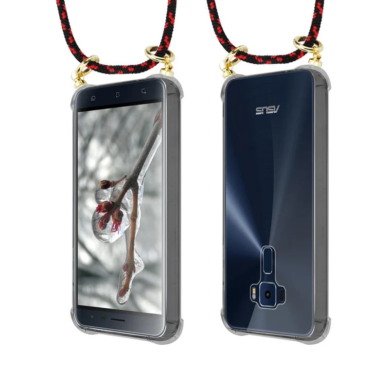 Cadorabo Handy Kette kompatibel mit Asus ZenFone 3 (5.2 Zoll) Silikon Schutzhülle mit Gold Ringen, Kordel Band und abnehmbarem Etui