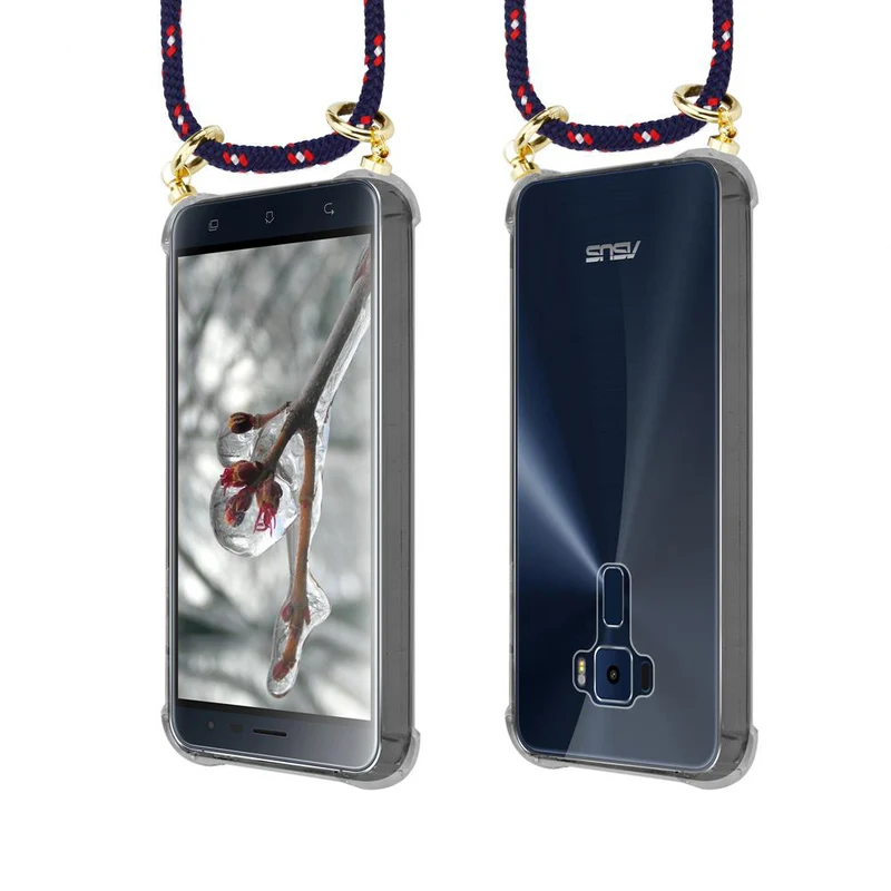 Cadorabo Handy Kette kompatibel mit Asus ZenFone 3 (5.2 Zoll) Silikon Schutzhülle mit Gold Ringen, Kordel Band und abnehmbarem Etui