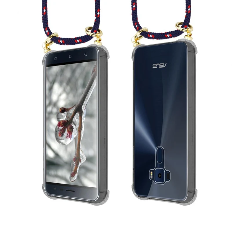 Cadorabo Handy Kette kompatibel mit Asus ZenFone 3 (5.2 Zoll) Silikon Schutzhülle mit Gold Ringen, Kordel Band und abnehmbarem Etui
