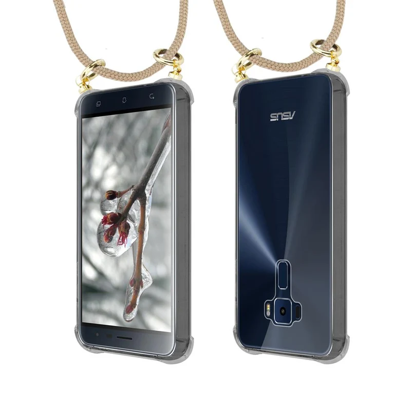 Cadorabo Handy Kette kompatibel mit Asus ZenFone 3 (5.2 Zoll) Silikon Schutzhülle mit Gold Ringen, Kordel Band und abnehmbarem Etui