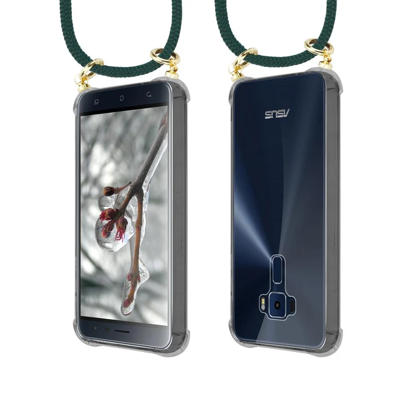 Cadorabo Handy Kette kompatibel mit Asus ZenFone 3 (5.2 Zoll) Silikon Schutzhülle mit Gold Ringen, Kordel Band und abnehmbarem Etui