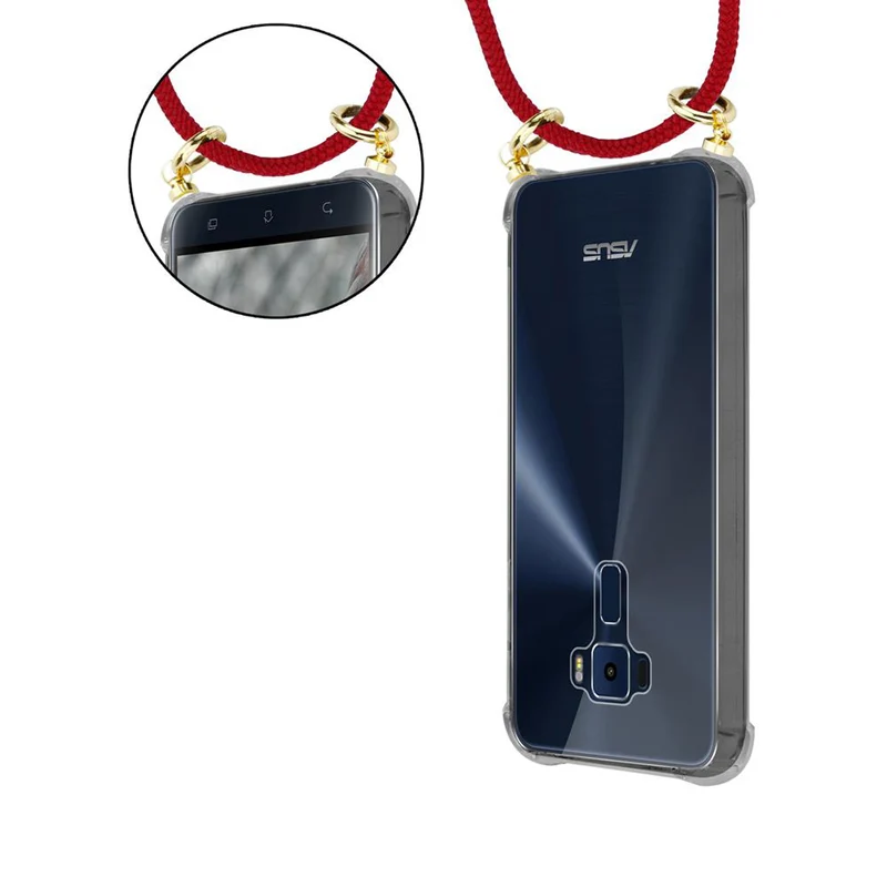 Cadorabo Handy Kette kompatibel mit Asus ZenFone 3 (5.2 Zoll) Silikon Schutzhülle mit Gold Ringen, Kordel Band und abnehmbarem Etui