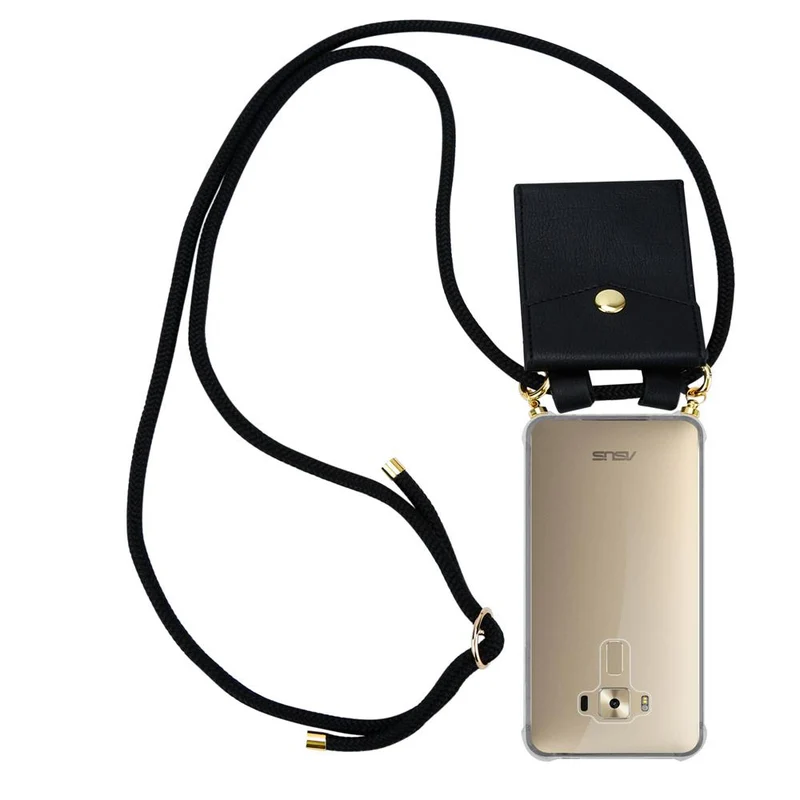 Cadorabo Handy Kette kompatibel mit Asus ZenFone 3 DELUXE Silikon Schutzhülle mit Gold Ringen, Kordel Band und abnehmbarem Etui