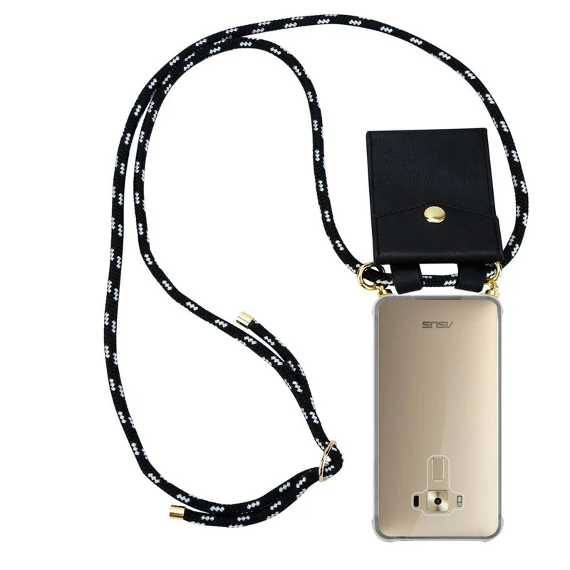 Cadorabo Handy Kette kompatibel mit Asus ZenFone 3 DELUXE Silikon Schutzhülle mit Gold Ringen, Kordel Band und abnehmbarem Etui