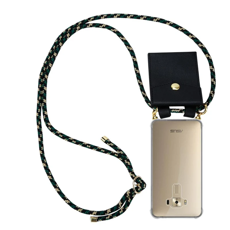 Cadorabo Handy Kette kompatibel mit Asus ZenFone 3 DELUXE Silikon Schutzhülle mit Gold Ringen, Kordel Band und abnehmbarem Etui