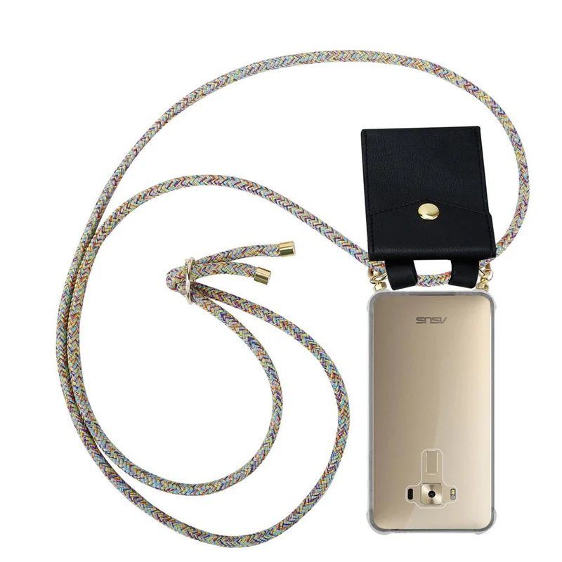 Cadorabo Handy Kette kompatibel mit Asus ZenFone 3 DELUXE Silikon Schutzhülle mit Gold Ringen, Kordel Band und abnehmbarem Etui