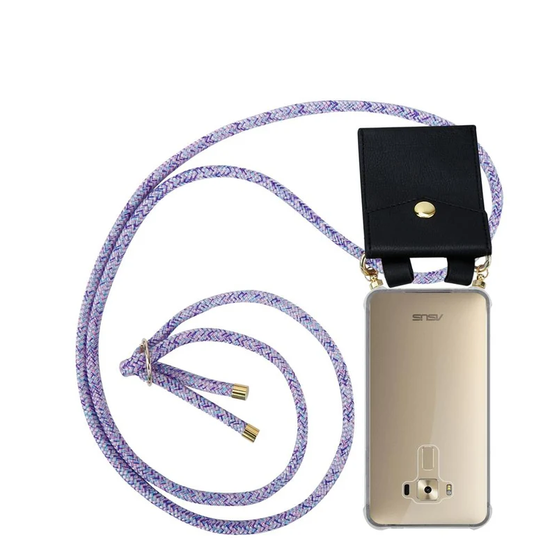 Cadorabo Handy Kette kompatibel mit Asus ZenFone 3 DELUXE Silikon Schutzhülle mit Gold Ringen, Kordel Band und abnehmbarem Etui
