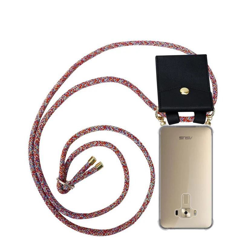 Cadorabo Handy Kette kompatibel mit Asus ZenFone 3 DELUXE Silikon Schutzhülle mit Gold Ringen, Kordel Band und abnehmbarem Etui