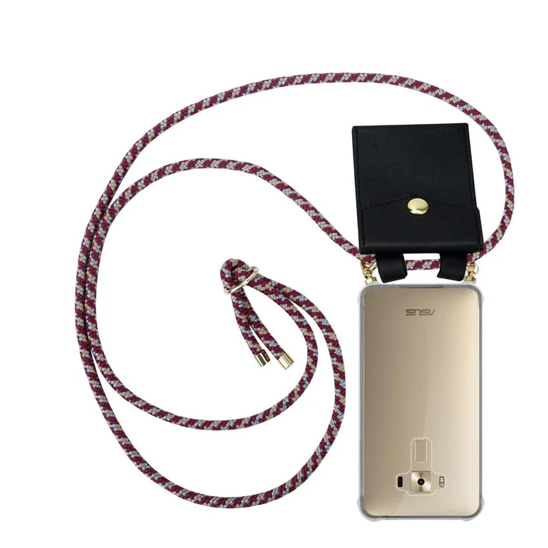 Cadorabo Handy Kette kompatibel mit Asus ZenFone 3 DELUXE Silikon Schutzhülle mit Gold Ringen, Kordel Band und abnehmbarem Etui