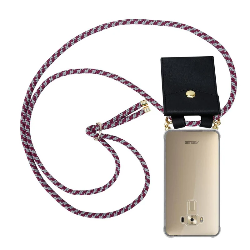 Cadorabo Handy Kette kompatibel mit Asus ZenFone 3 DELUXE Silikon Schutzhülle mit Gold Ringen, Kordel Band und abnehmbarem Etui