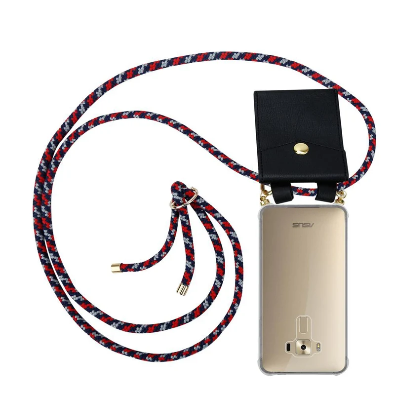 Cadorabo Handy Kette kompatibel mit Asus ZenFone 3 DELUXE Silikon Schutzhülle mit Gold Ringen, Kordel Band und abnehmbarem Etui