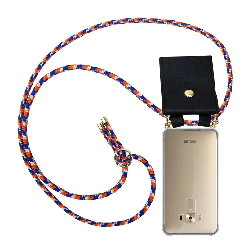 Cadorabo Handy Kette kompatibel mit Asus ZenFone 3 DELUXE Silikon Schutzhülle mit Gold Ringen, Kordel Band und abnehmbarem Etui