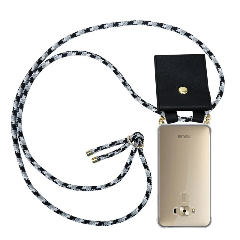 Cadorabo Handy Kette kompatibel mit Asus ZenFone 3 DELUXE Silikon Schutzhülle mit Gold Ringen, Kordel Band und abnehmbarem Etui