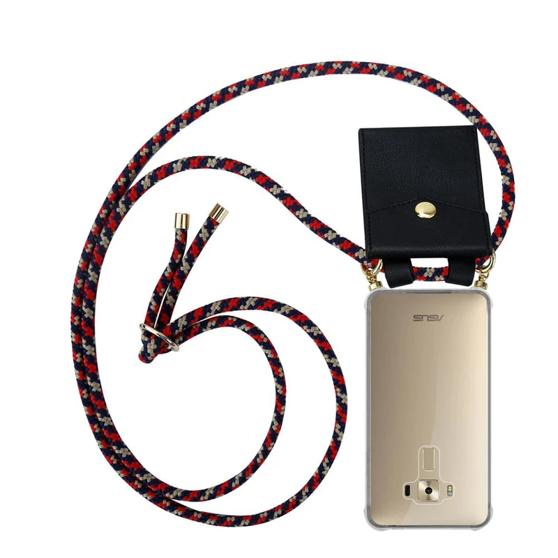 Cadorabo Handy Kette kompatibel mit Asus ZenFone 3 DELUXE Silikon Schutzhülle mit Gold Ringen, Kordel Band und abnehmbarem Etui