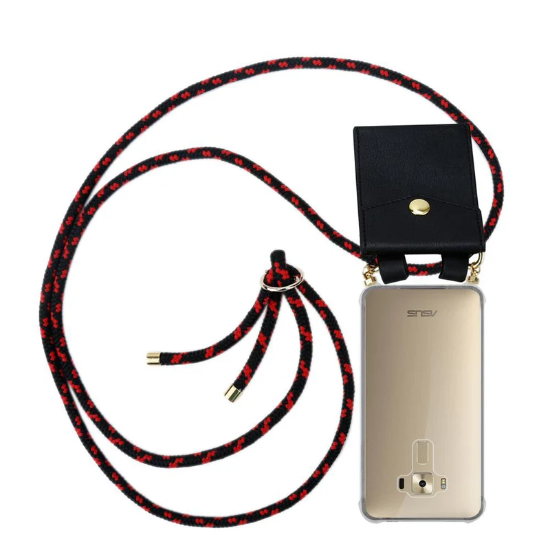 Cadorabo Handy Kette kompatibel mit Asus ZenFone 3 DELUXE Silikon Schutzhülle mit Gold Ringen, Kordel Band und abnehmbarem Etui