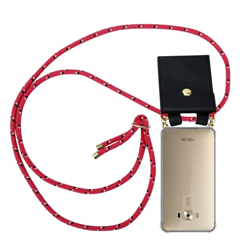 Cadorabo Handy Kette kompatibel mit Asus ZenFone 3 DELUXE Silikon Schutzhülle mit Gold Ringen, Kordel Band und abnehmbarem Etui