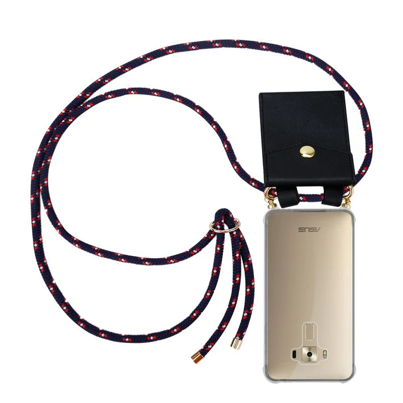 Cadorabo Handy Kette kompatibel mit Asus ZenFone 3 DELUXE Silikon Schutzhülle mit Gold Ringen, Kordel Band und abnehmbarem Etui