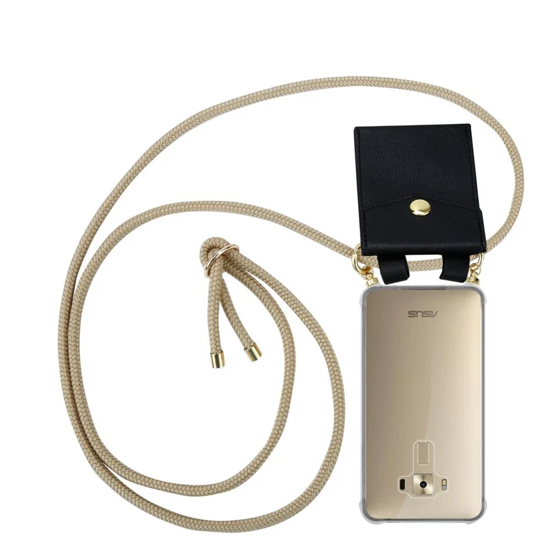 Cadorabo Handy Kette kompatibel mit Asus ZenFone 3 DELUXE Silikon Schutzhülle mit Gold Ringen, Kordel Band und abnehmbarem Etui