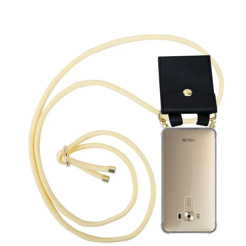 Cadorabo Handy Kette kompatibel mit Asus ZenFone 3 DELUXE Silikon Schutzhülle mit Gold Ringen, Kordel Band und abnehmbarem Etui
