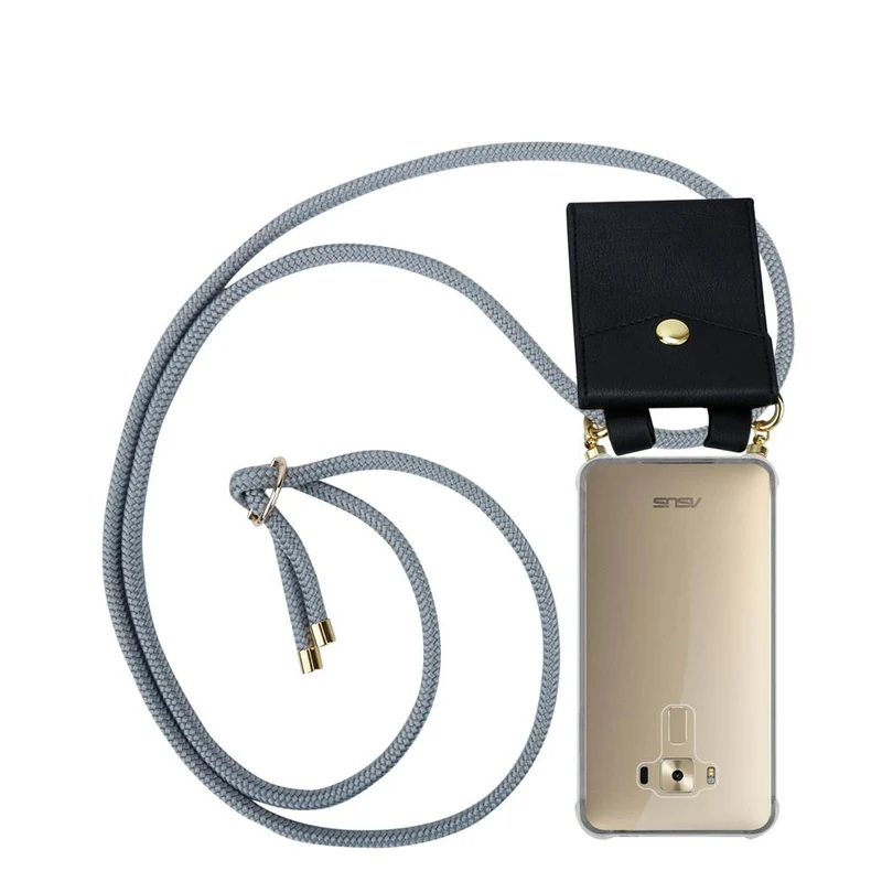 Cadorabo Handy Kette kompatibel mit Asus ZenFone 3 DELUXE Silikon Schutzhülle mit Gold Ringen, Kordel Band und abnehmbarem Etui