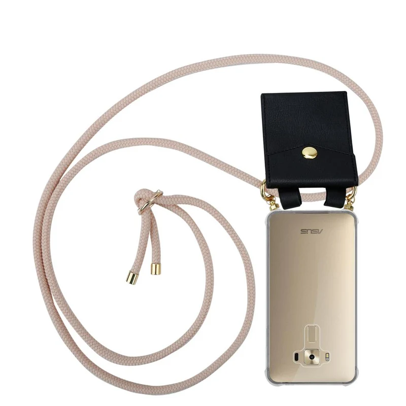Cadorabo Handy Kette kompatibel mit Asus ZenFone 3 DELUXE Silikon Schutzhülle mit Gold Ringen, Kordel Band und abnehmbarem Etui