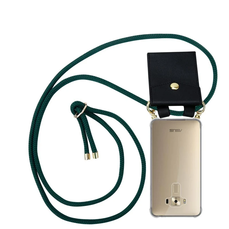 Cadorabo Handy Kette kompatibel mit Asus ZenFone 3 DELUXE Silikon Schutzhülle mit Gold Ringen, Kordel Band und abnehmbarem Etui