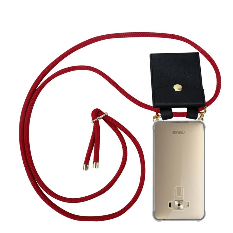 Cadorabo Handy Kette kompatibel mit Asus ZenFone 3 DELUXE Silikon Schutzhülle mit Gold Ringen, Kordel Band und abnehmbarem Etui