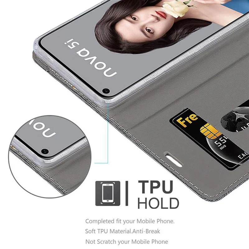 Cadorabo Hülle kompatibel mit Huawei NOVA 5i / P20 LITE 2019 Schutzhülle mit Magnetverschluss, Standfunktion und Kartenfach