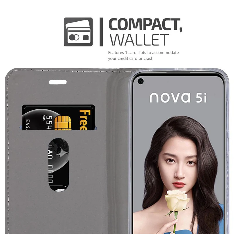Cadorabo Hülle kompatibel mit Huawei NOVA 5i / P20 LITE 2019 Schutzhülle mit Magnetverschluss, Standfunktion und Kartenfach