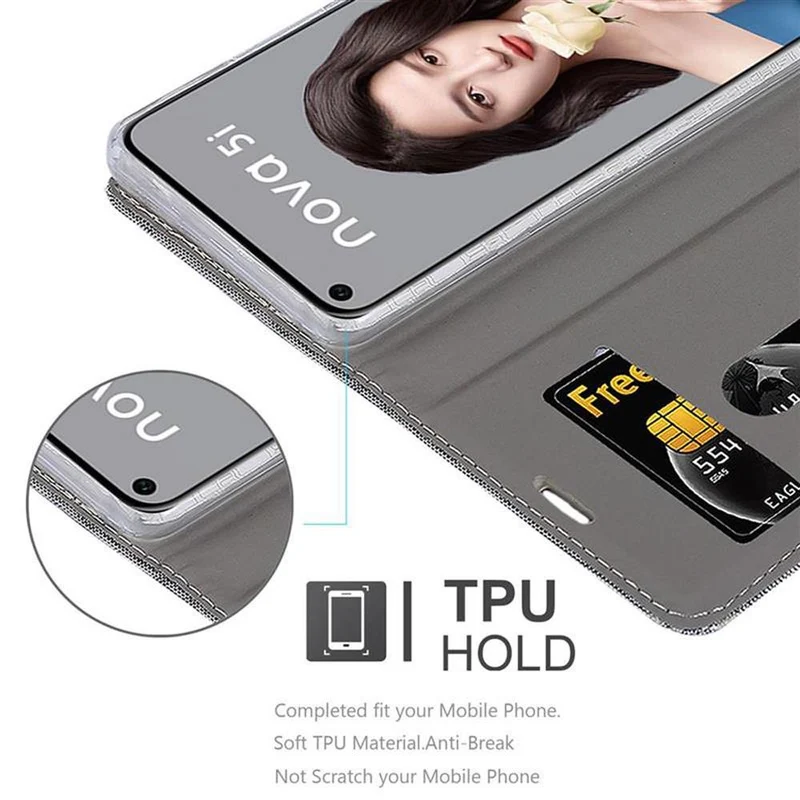 Cadorabo Hülle kompatibel mit Huawei NOVA 5i / P20 LITE 2019 Schutzhülle mit Magnetverschluss, Standfunktion und Kartenfach