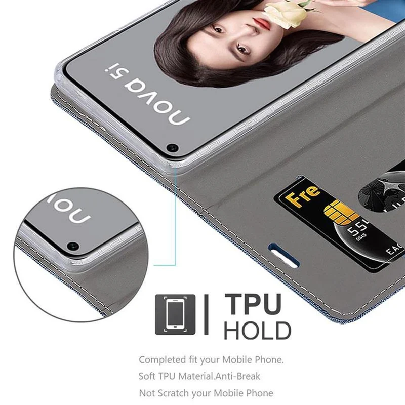 Cadorabo Hülle kompatibel mit Huawei NOVA 5i / P20 LITE 2019 Schutzhülle mit Magnetverschluss, Standfunktion und Kartenfach