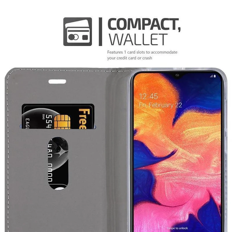 Cadorabo Hülle kompatibel mit Samsung Galaxy A10 / M10 Schutzhülle mit Magnetverschluss, Standfunktion und Kartenfach
