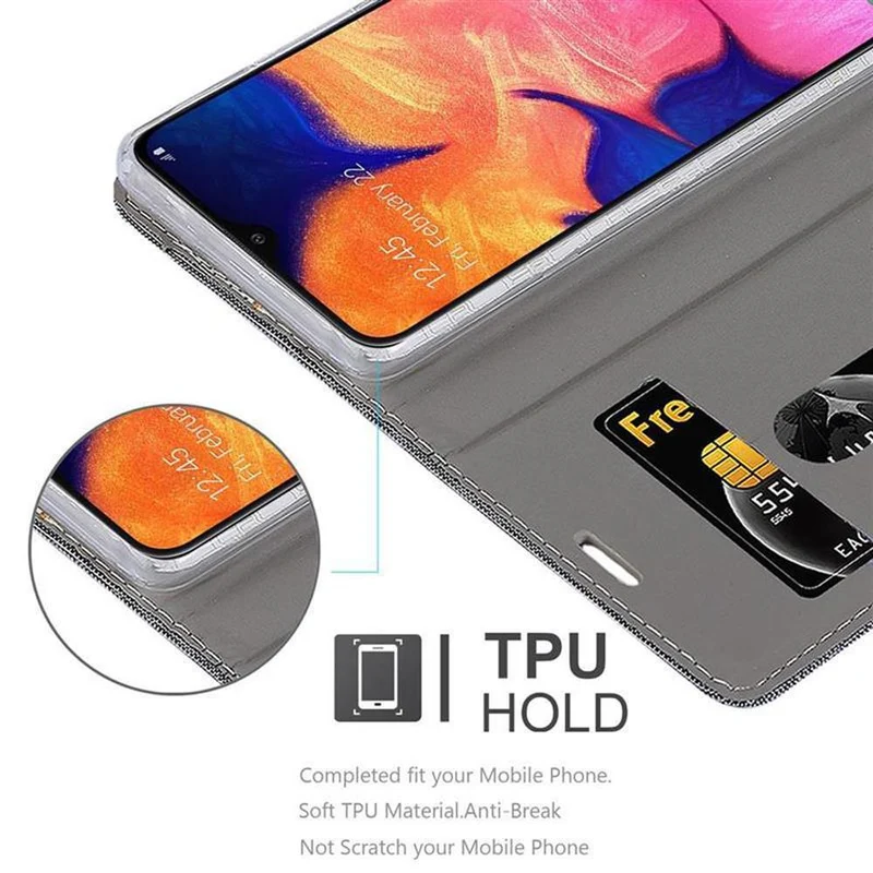 Cadorabo Hülle kompatibel mit Samsung Galaxy A10 / M10 Schutzhülle mit Magnetverschluss, Standfunktion und Kartenfach