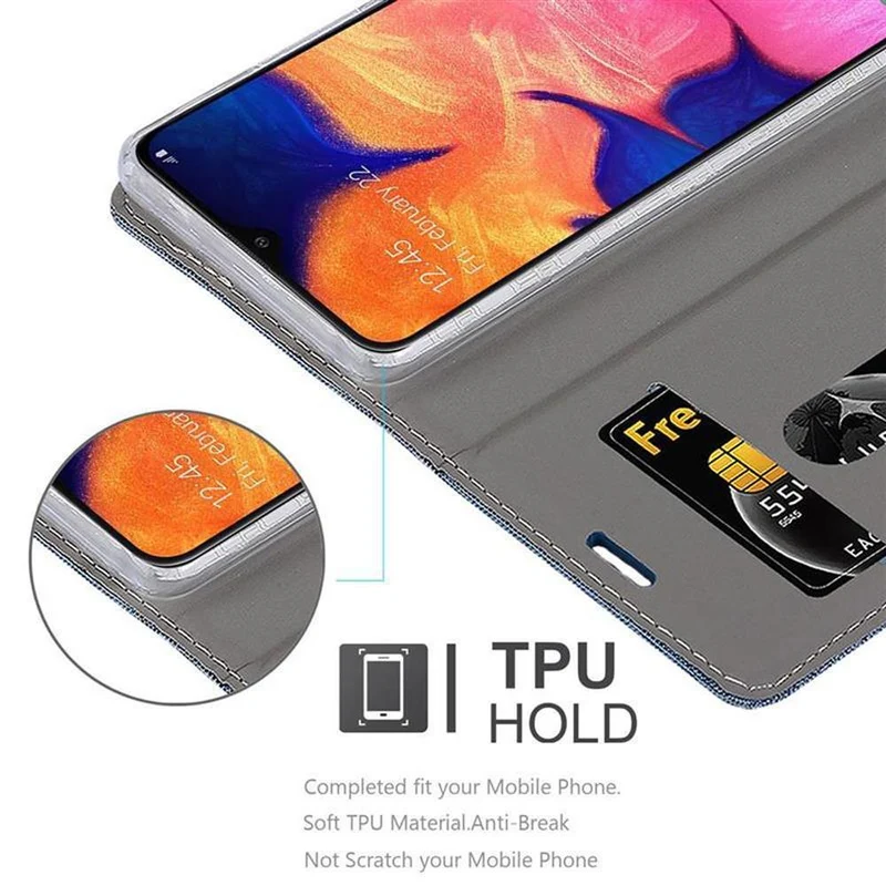 Cadorabo Hülle kompatibel mit Samsung Galaxy A10 / M10 Schutzhülle mit Magnetverschluss, Standfunktion und Kartenfach