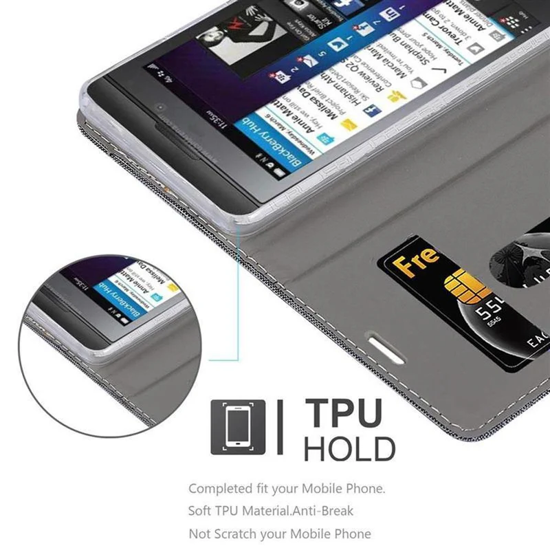 Cadorabo Hülle kompatibel mit Blackberry Z10 Schutzhülle mit Magnetverschluss, Standfunktion und Kartenfach