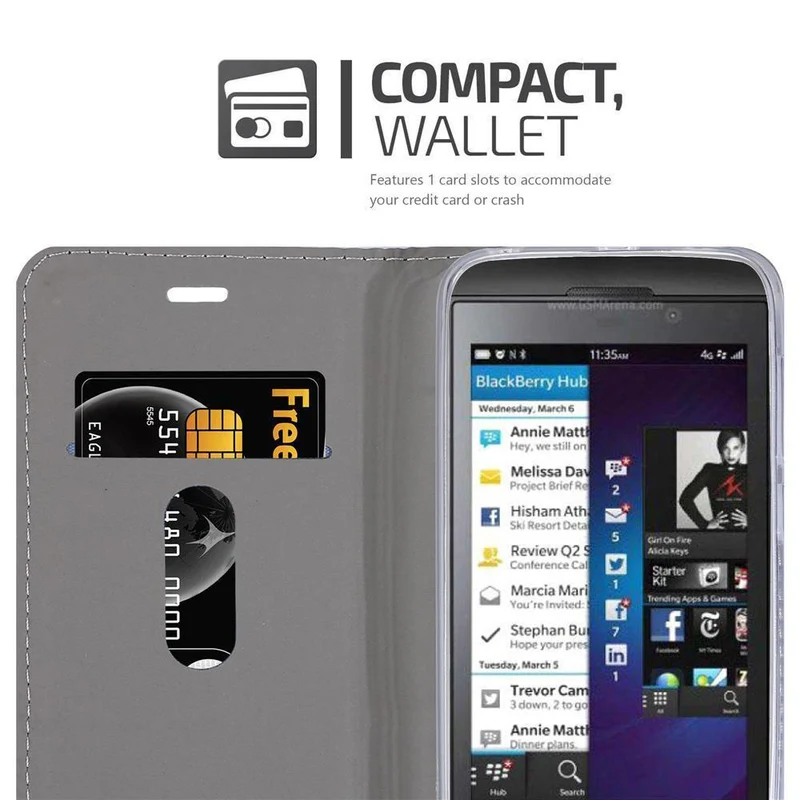 Cadorabo Hülle kompatibel mit Blackberry Z10 Schutzhülle mit Magnetverschluss, Standfunktion und Kartenfach