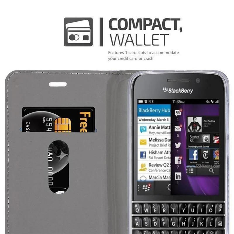 Cadorabo Hülle kompatibel mit Blackberry Q10 Schutzhülle mit Magnetverschluss, Standfunktion und Kartenfach